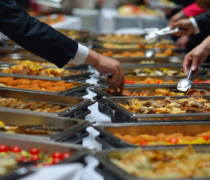 buffet food people group catering buffet food indoor in luxury restaurant with meat colorful fruits and vegetables